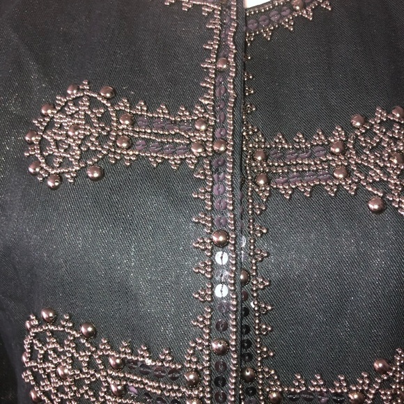CHICO’S Black Embroidery Denim jean jacket - Picture 3 of 6